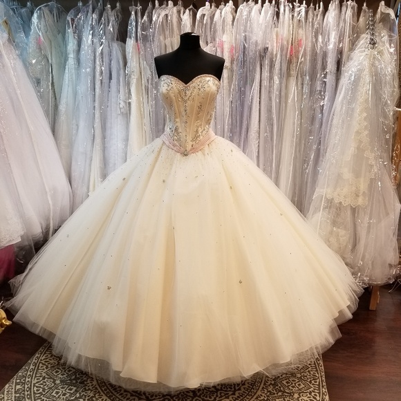 champagne blush quinceanera dresses